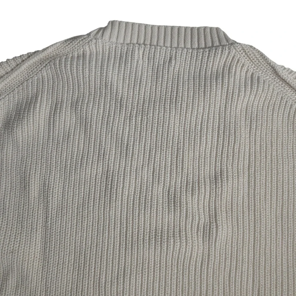 American Eagle Womens Medium Cream‎ Ribbed Knit Crewneck Sweater Drop Shoulder